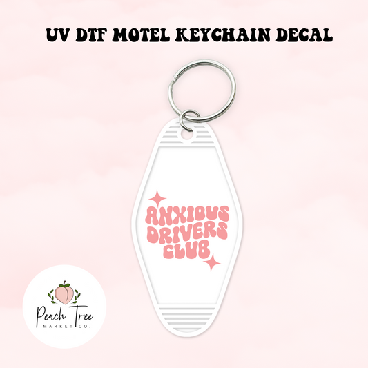 Anxious Drivers Club UV DTF Motel Keychain Decal