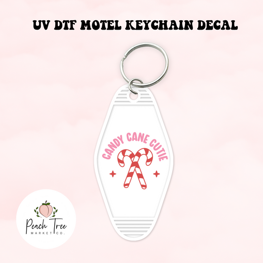 Candy Cane Cutie UV DTF Motel Keychain Decal