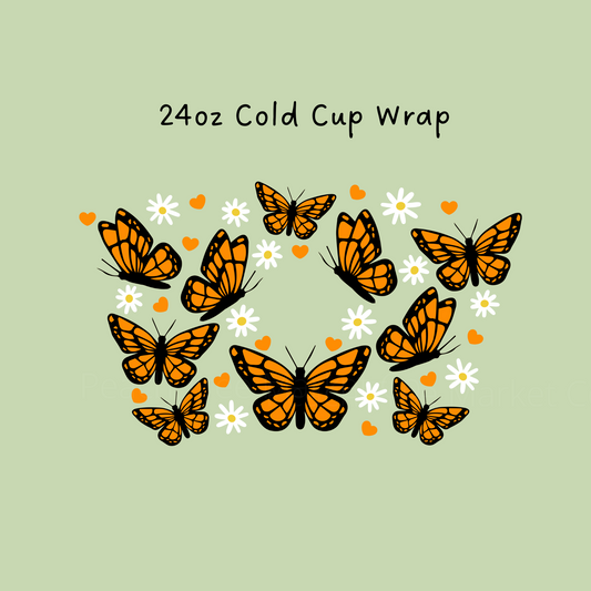 Monarch Butterflies  24 OZ Cold Cup Wrap