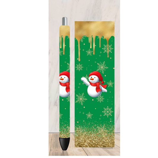 Gold Snowman 2 Pen Wrap