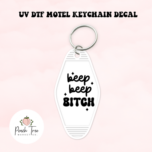 Beep Beep UV DTF Motel Keychain Decal