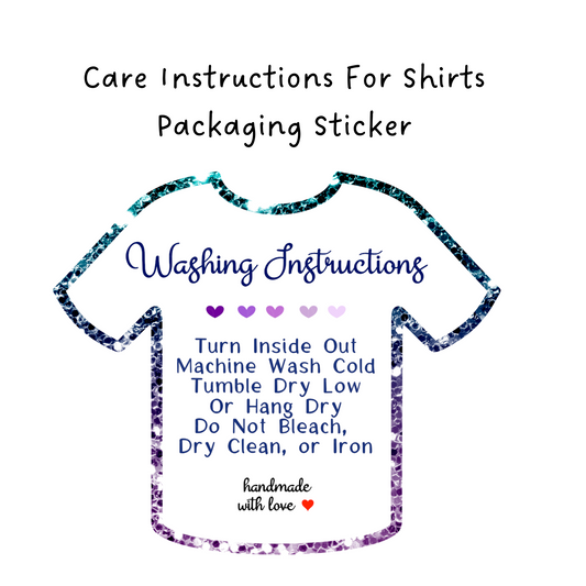 Galaxy Shirt Care Instructions Packaging Sticker