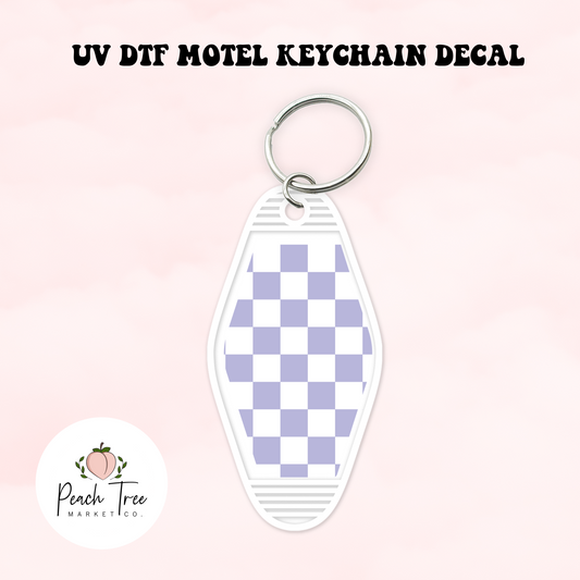Lilac Checker UV DTF Motel Keychain Decal