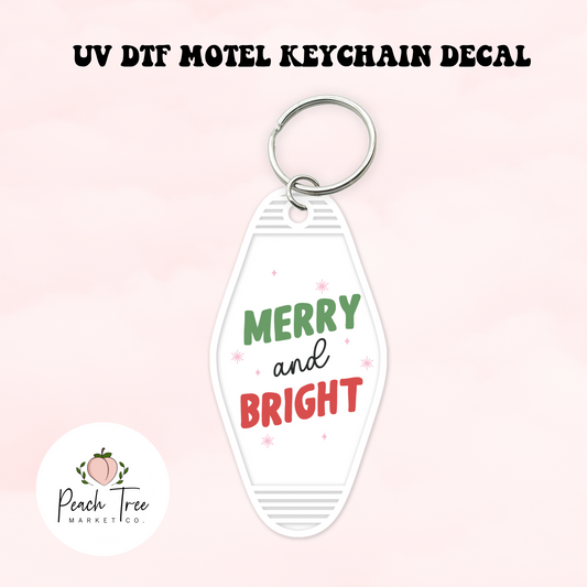 Merry and Bright UV DTF Motel Keychain Decal