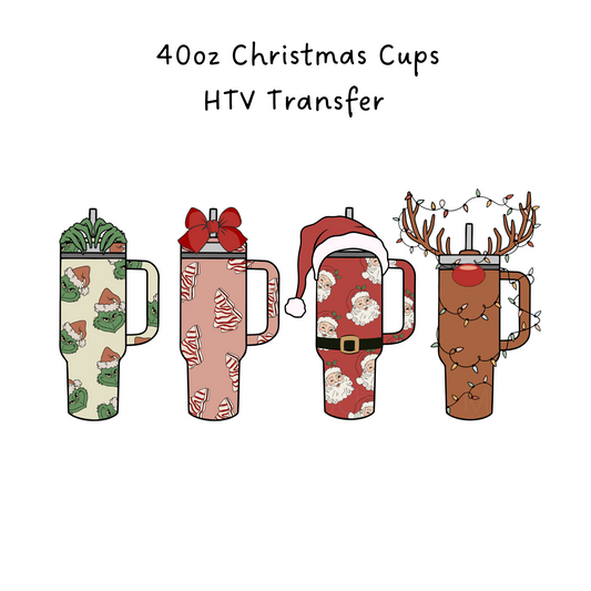 40oz Christmas Cups HTV Transfer