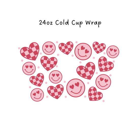 Checker Hearts 24 OZ Cold Cup Wrap