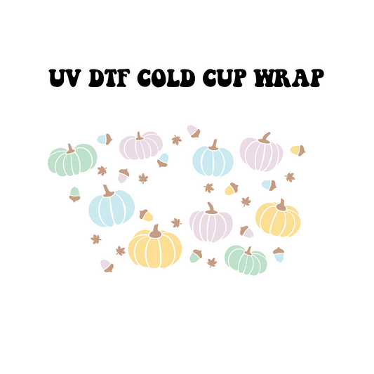 Pastel Pumpkins Cold Cup UV DTF Wrap