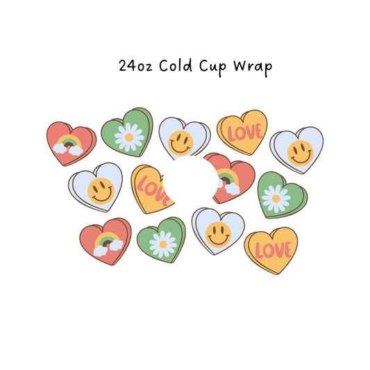 Groovy Hearts 24 OZ Cold Cup Wrap
