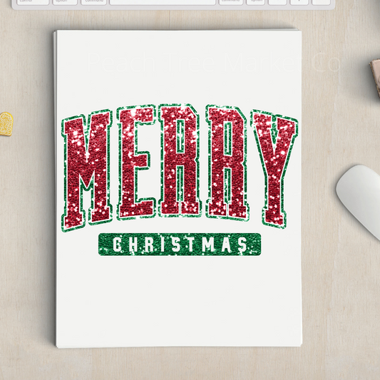 Merry Christmas Red and Green Sublimation Transfer