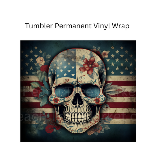 Patriotic Sugar Skull  Permanent Vinyl Wrap