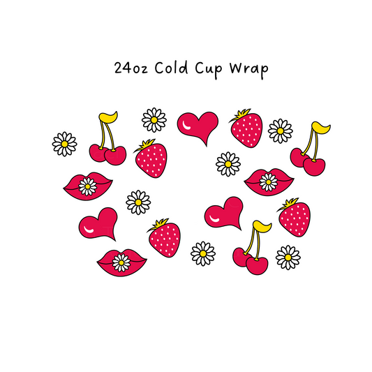 Strawberry Lips 24 oz Cold Cup Wrap