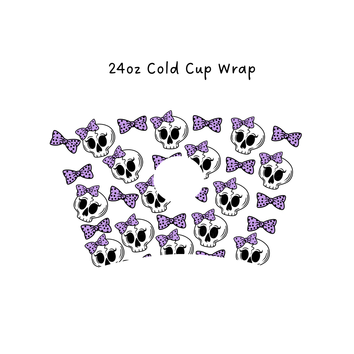 Purple Bow Skull 24 OZ Cold Cup Wrap