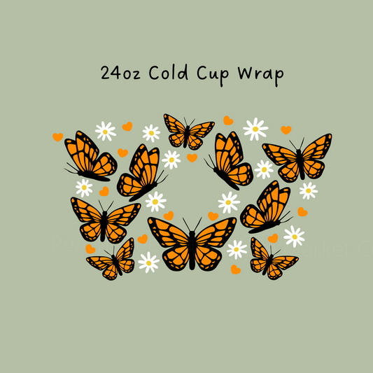 Monarch Butterfly 24 OZ Cold Cup Wrap