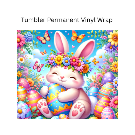 Floral Easter Bunny Permanent Vinyl Wrap
