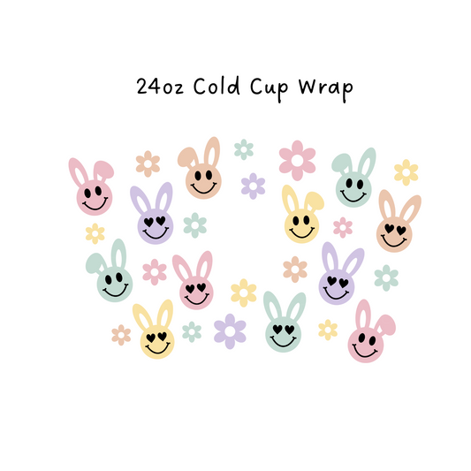 Bunny and Flowers 24 OZ Cold Cup Wrap