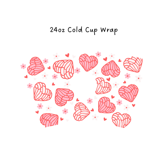 Heart Concha  24 OZ Cold Cup Wrap