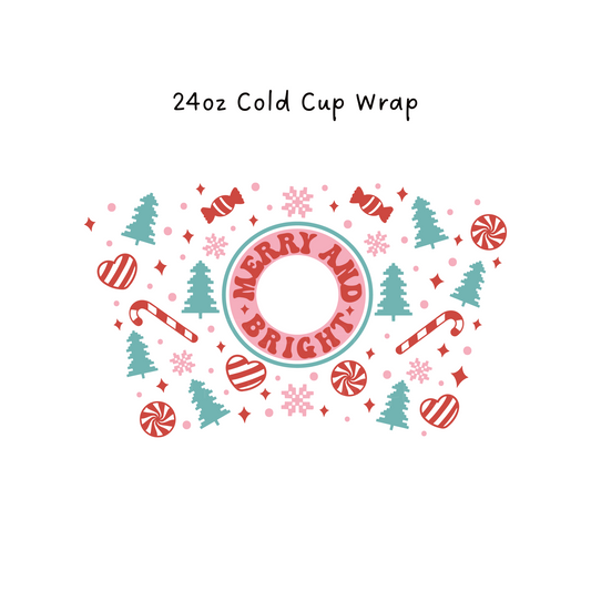 Merry and Bright 24 OZ Cold Cup Wrap