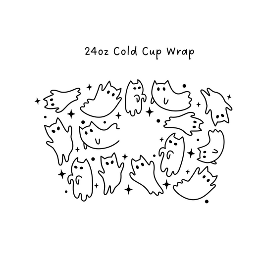 Cat ghost 24 OZ Cold Cup Wrap