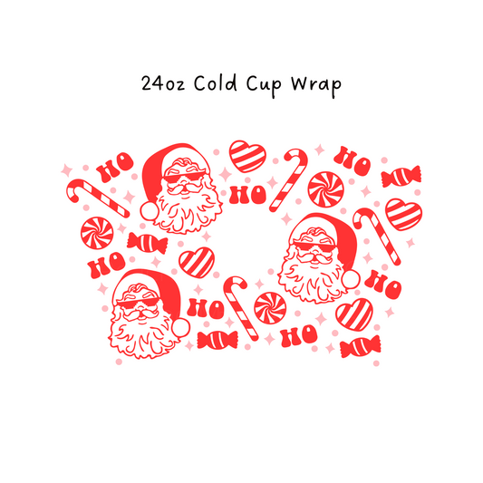Ho Ho Ho Red Santa 24 OZ Cold Cup Wrap