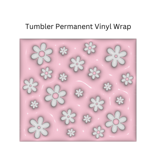 Pink and White Daisy 3D Puff Permanent Vinyl Wrap
