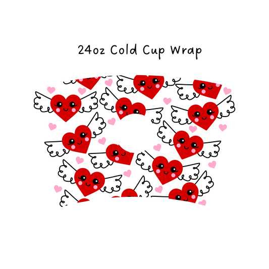 Love Heart Wings 24 OZ Cold Cup Wrap