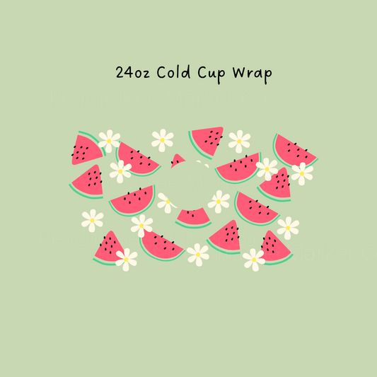 Watermelon and Daisy 24 OZ Cold Cup Wrap