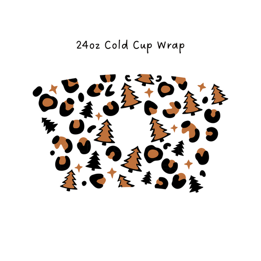 Christmas Leopard 24 OZ Cold Cup Wrap