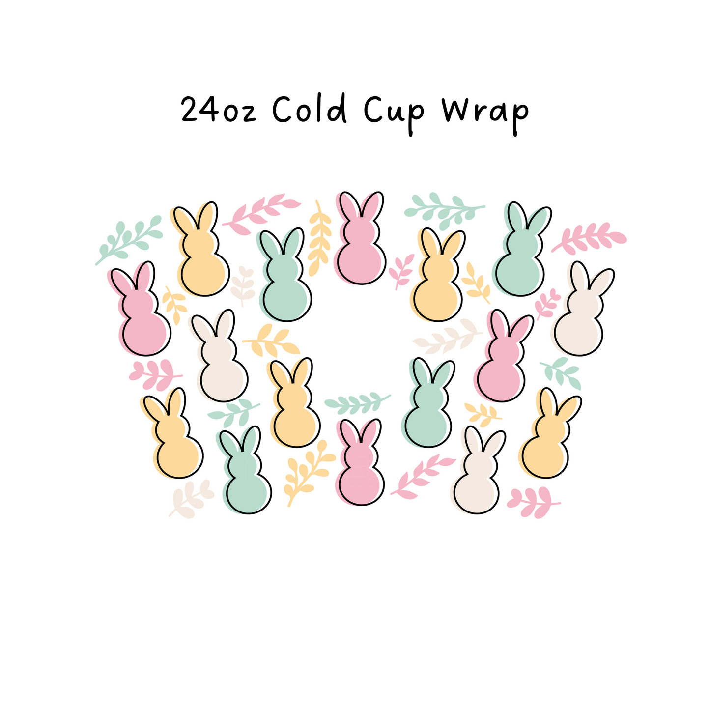 Easter Bunny Floral 24 OZ Cold Cup Wrap