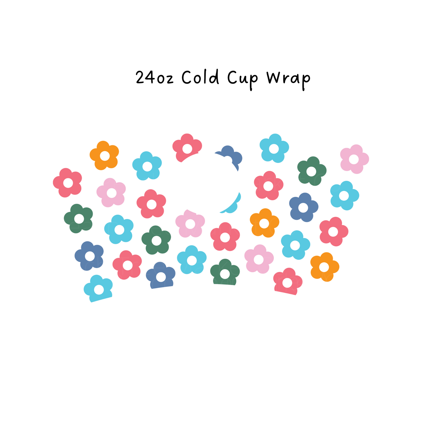 Mini Retro Colorful Daisy 24 OZ Cold Cup Wrap
