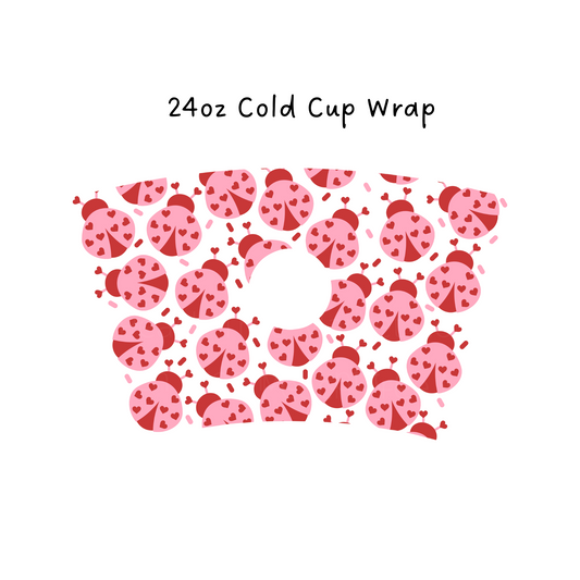 Pink Love Bugs 24 OZ Cold Cup Wrap