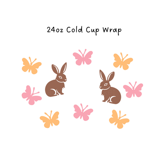Bunny and Butterflies 24 OZ Cold Cup Wrap