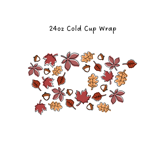 Fall Leaves 24 OZ Cold Cup Wrap