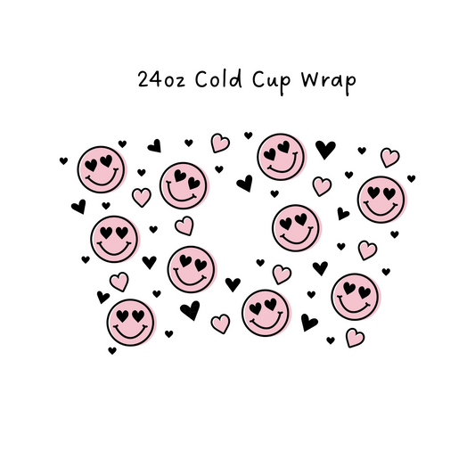 Pink and Black Hearts 24 OZ Cold Cup Wrap