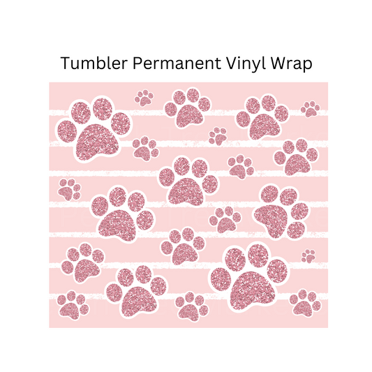 Pink Paws Tumbler Permanent Vinyl Wrap