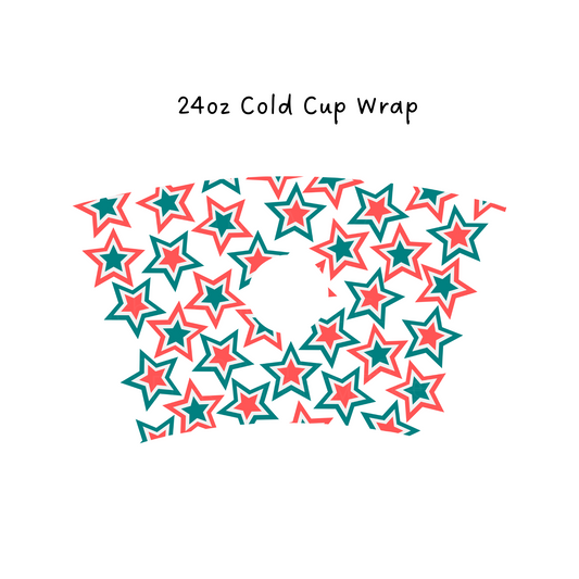 Red White and Blue Stars 24 oz Cold Cup Wrap