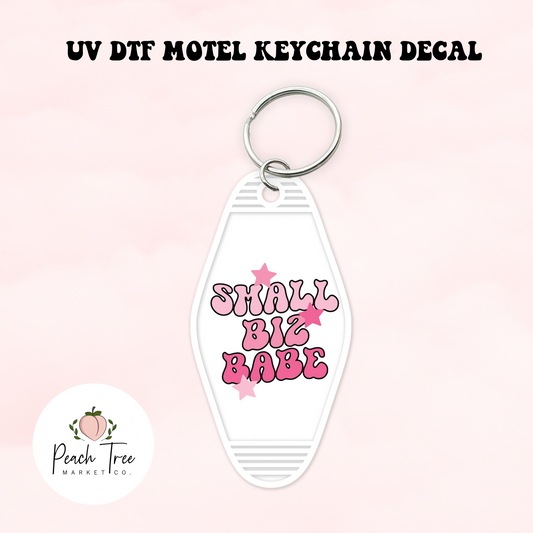Small Biz Babe UV DTF Motel Keychain Decal