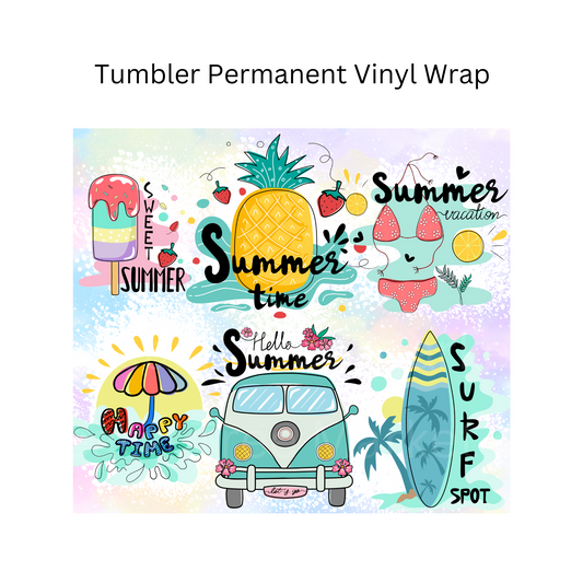 Beach Tumbler Permanent Vinyl Wrap