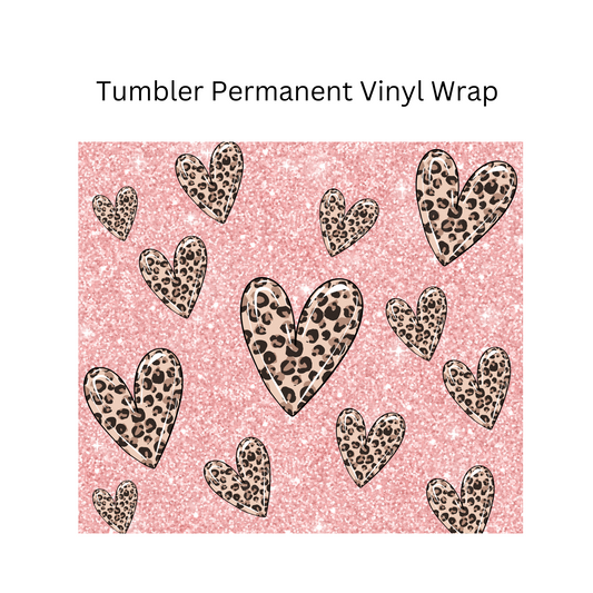 Pink Leopard Hearts Permanent Vinyl Wrap