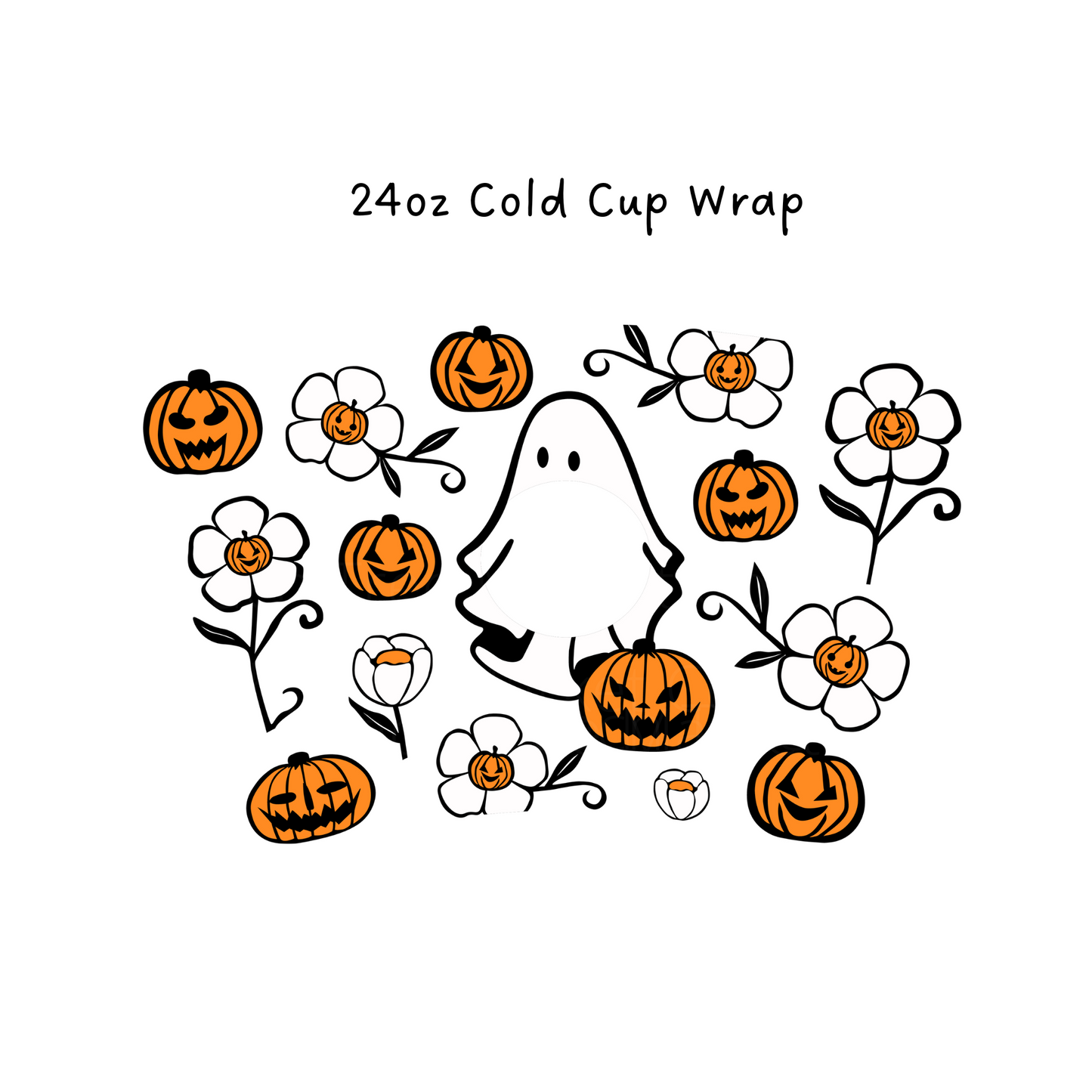 Ghost and Flowers  24 oz Cold Cup Wrap