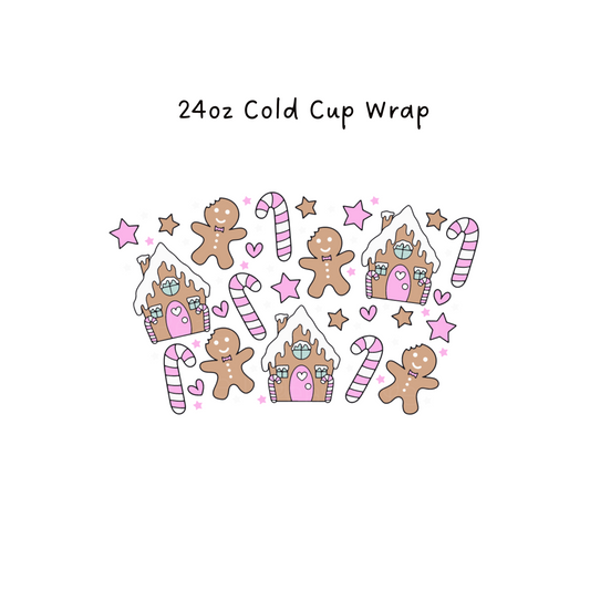 Pink Gingerbread 24 OZ Cold Cup Wrap