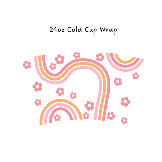 Stripes and Flowers 24 oz Cold Cup Wrap