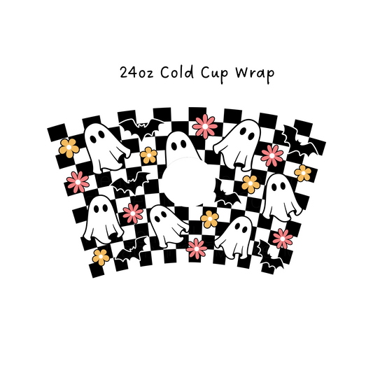 Checker Ghost 24 OZ Cold Cup Wrap