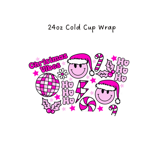 Pink Christmas vibes 24 OZ Cold Cup Wrap