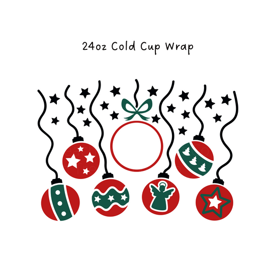 Festive Ornaments 24 OZ Cold Cup Wrap