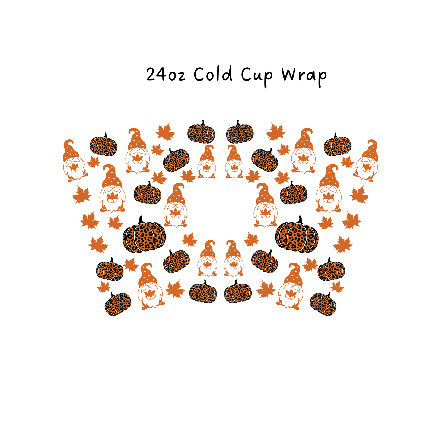 Fall Leopard Gnomes 24 OZ Cold Cup Wrap