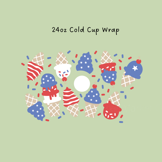 USA Ice Cream 24 OZ Cold Cup Wrap