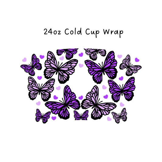 Purple Monarch 24 OZ Cold Cup Wrap