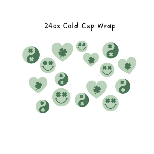 Lucky Ying Yang Hearts 24 OZ Cold Cup Wrap