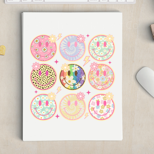 Colorful Happy Faces Sublimation Transfer