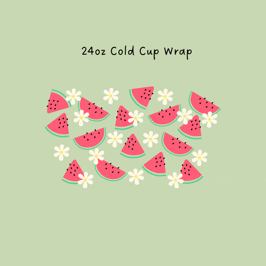 Watermelon and Daisy no hole 24 OZ Cold Cup Wrap